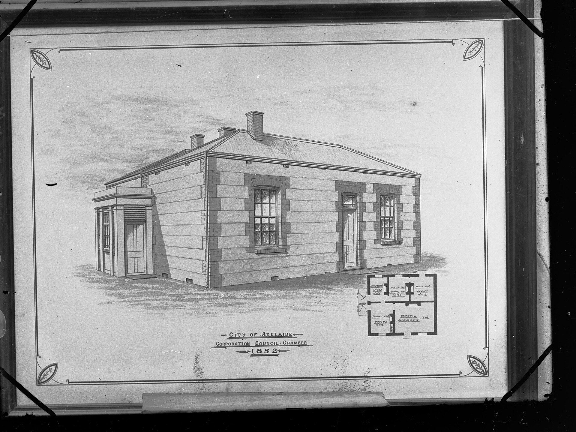 An 1852 technical drawing of the Adelaide Council Chambers
